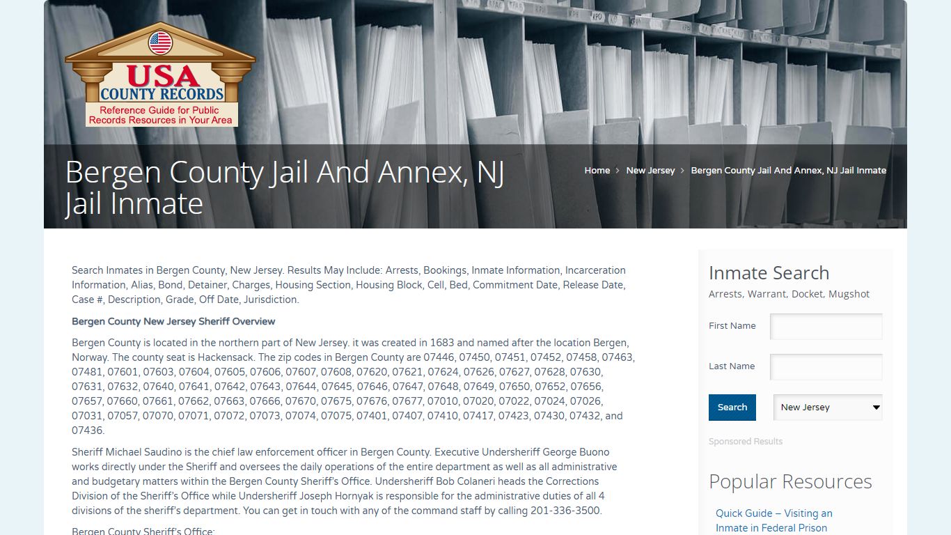 Bergen County Jail And Annex, NJ Jail Inmate | Name Search